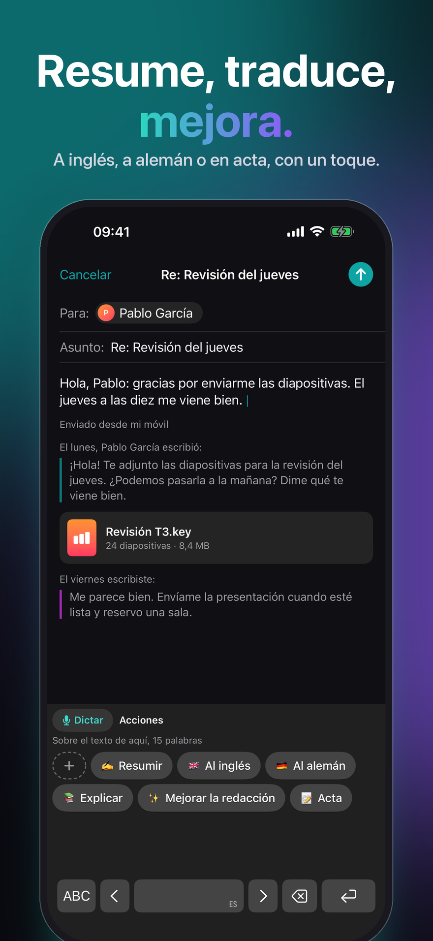 Las Acciones en el teclado del iPhone