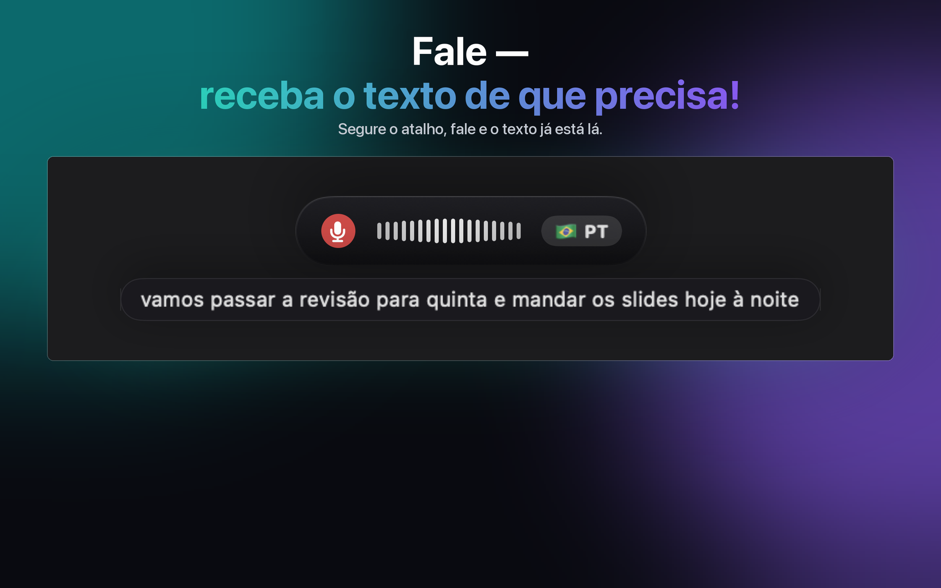 Ditar no Mac: segure o atalho, fale, e o texto já está lá