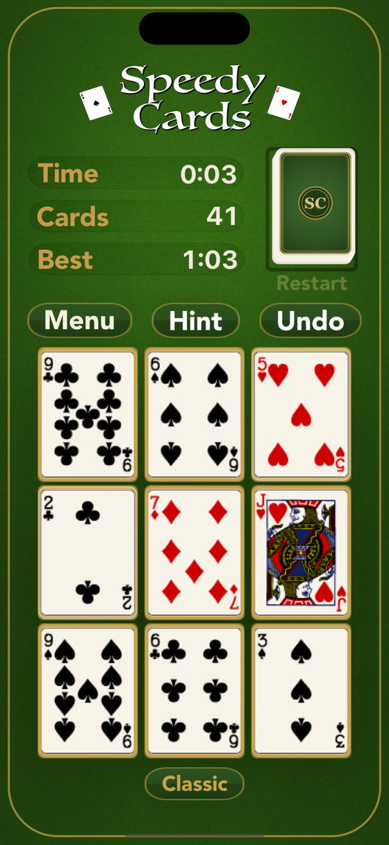 The board on a phone, held in portrait.