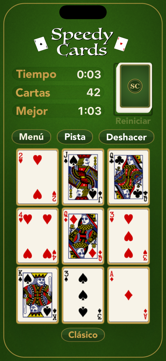 El tablero en un teléfono, en vertical.