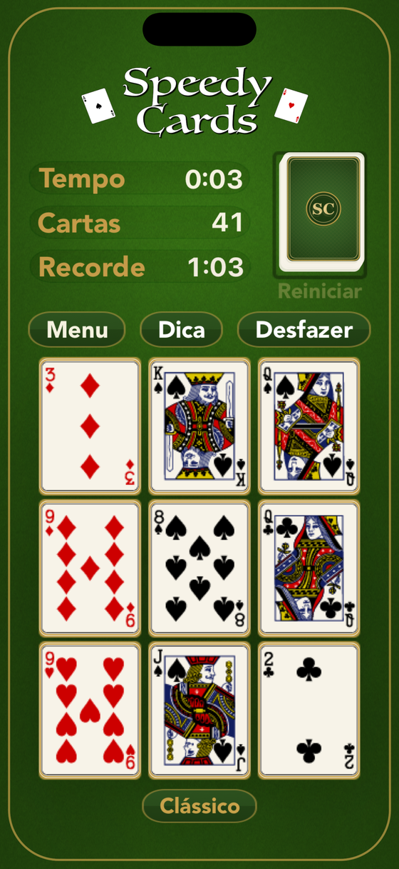 A mesa num telefone, na vertical.