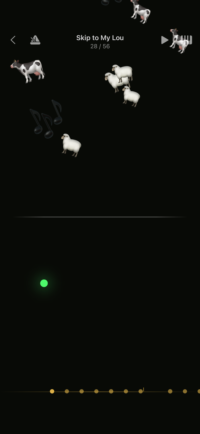 The follow guide: a bouncing ball over the road, landing on the next note.